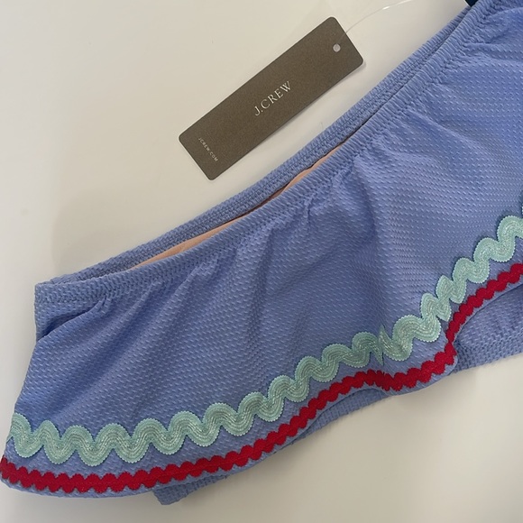 🆕 NWT J. CREW Ric Rac One Shoulder Ruffle Swim Top - Picture 2 of 4